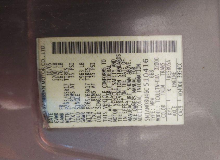 Photo 9 of 2006 Nissan Xterra SE (VIN 5N1AN08U46C510416)