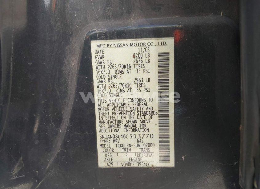 Photo 9 of 2006 Nissan Xterra S (VIN 5N1AN08U46C513770)