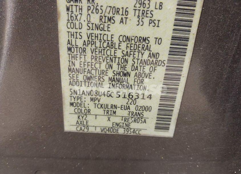 Photo 9 of 2006 Nissan Xterra S (VIN 5N1AN08U46C516314)