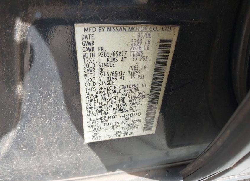 Photo 9 of 2006 Nissan Xterra SE (VIN 5N1AN08U46C544890)