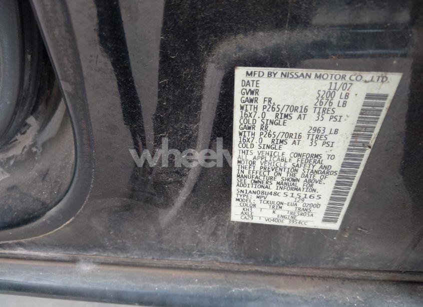 Photo 9 of 2008 Nissan Xterra X (VIN 5N1AN08U48C515165)