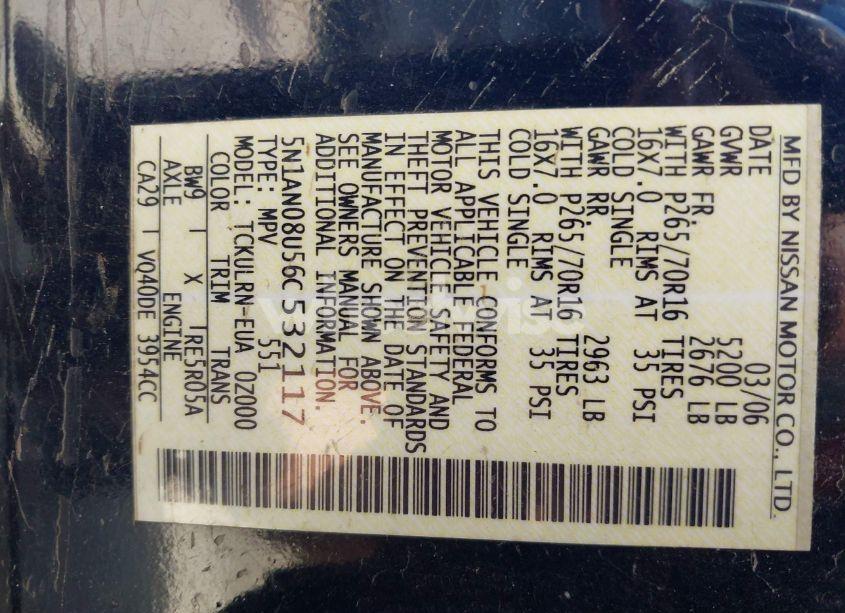 Photo 9 of 2006 Nissan Xterra S (VIN 5N1AN08U56C532117)