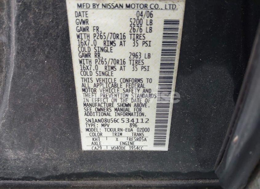 Photo 9 of 2006 Nissan Xterra S (VIN 5N1AN08U56C534112)