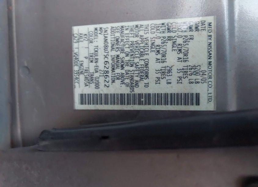 Photo 9 of 2005 Nissan Xterra S (VIN 5N1AN08U75C628622)