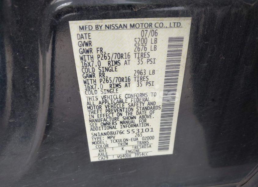 Photo 9 of 2006 Nissan Xterra X (VIN 5N1AN08U76C553101)