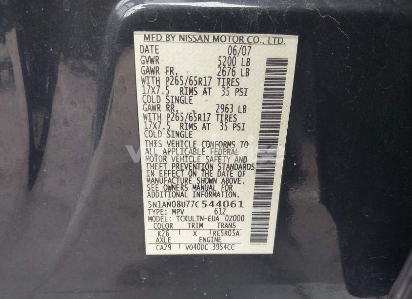 Photo 9 of 2007 Nissan Xterra SE (VIN 5N1AN08U77C544061)