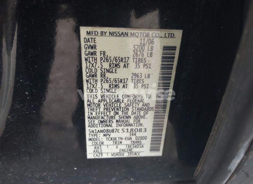 Photo 9 of 2007 Nissan Xterra SE (VIN 5N1AN08U87C518083)