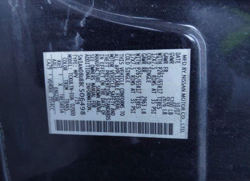 Photo 9 of 2008 Nissan Xterra SE (VIN 5N1AN08U88C506498)