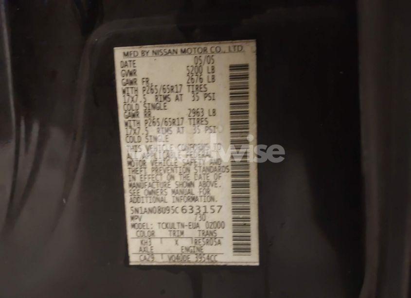 Photo 9 of 2005 Nissan Xterra SE (VIN 5N1AN08U95C633157)