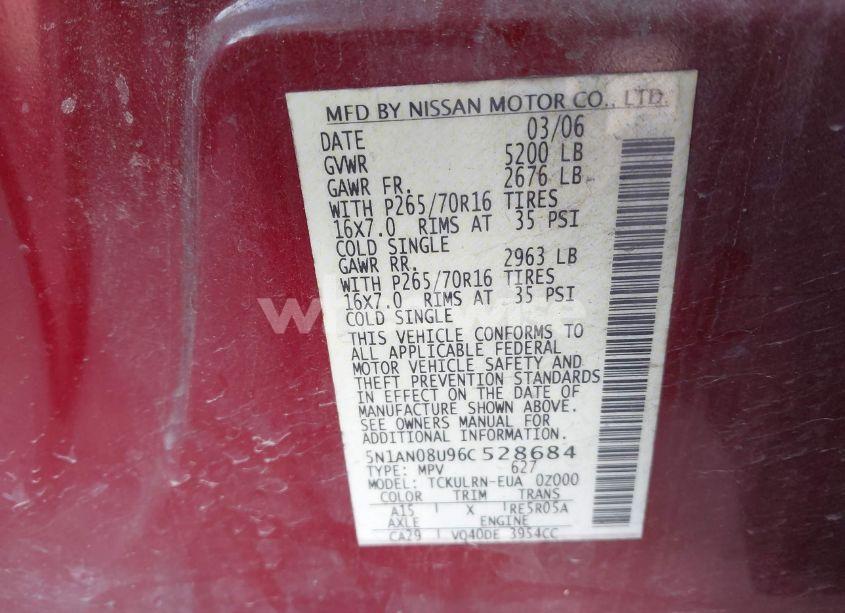 Photo 9 of 2006 Nissan Xterra S (VIN 5N1AN08U96C528684)