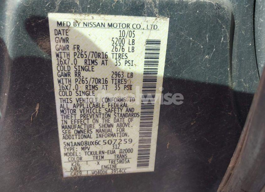 Photo 9 of 2006 Nissan Xterra S (VIN 5N1AN08UX6C507259)