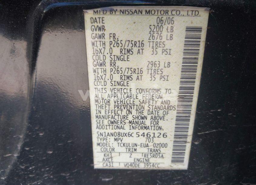 Photo 9 of 2006 Nissan Xterra OFF ROAD/S/SE (VIN 5N1AN08UX6C546126)