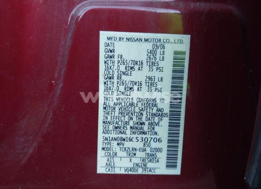 Photo 9 of 2006 Nissan Xterra S (VIN 5N1AN08W16C530706)