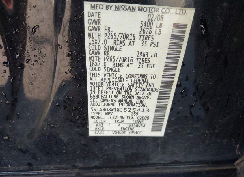 Photo 9 of 2008 Nissan Xterra S (VIN 5N1AN08W18C525413)