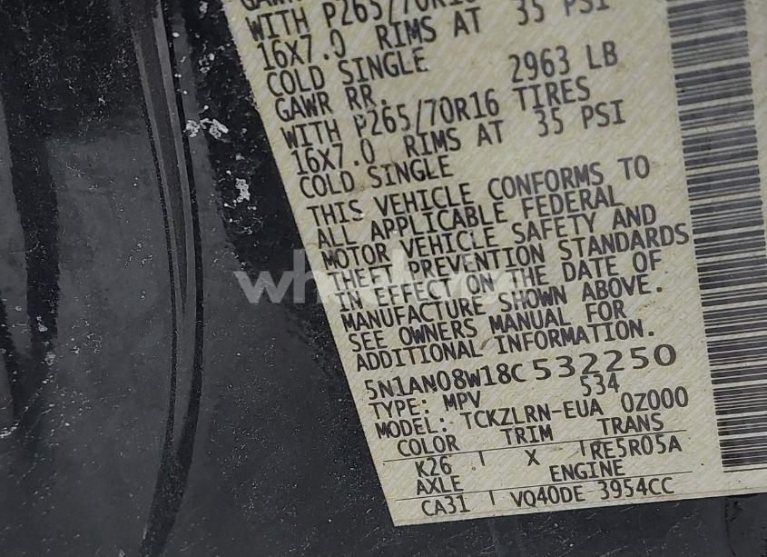 Photo 9 of 2008 Nissan Xterra S (VIN 5N1AN08W18C532250)