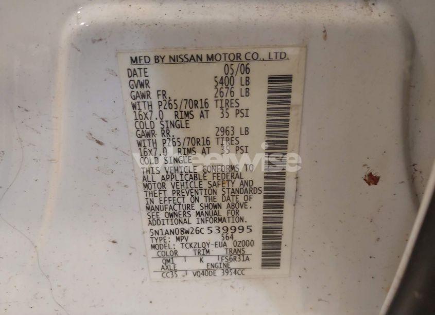 Photo 9 of 2006 Nissan Xterra X (VIN 5N1AN08W26C539995)