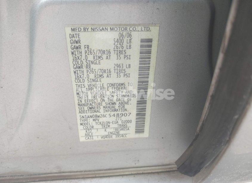 Photo 9 of 2006 Nissan Xterra X (VIN 5N1AN08W26C548907)