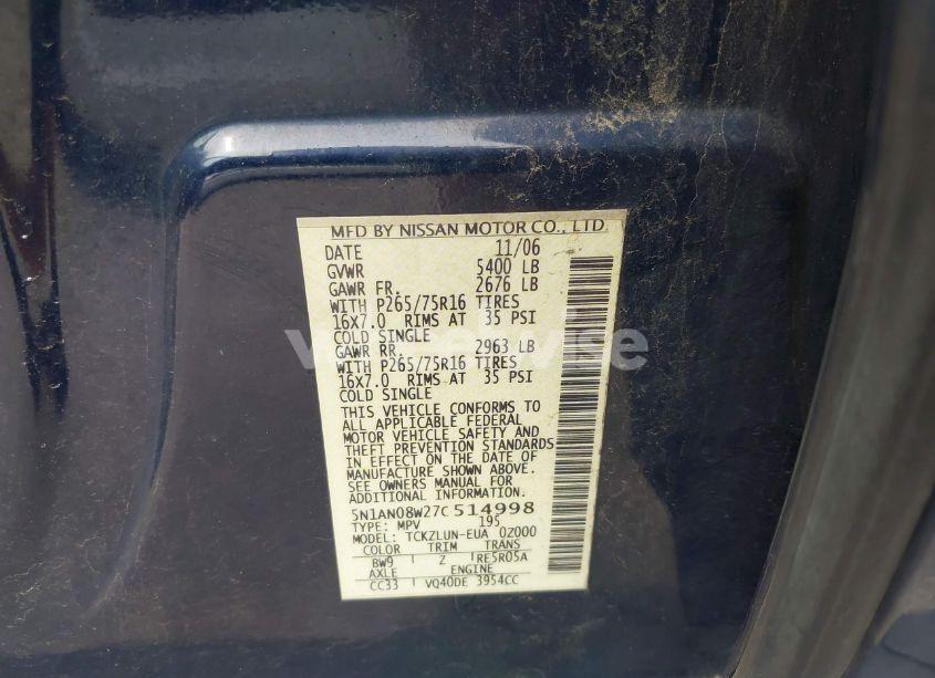 Photo 9 of 2007 Nissan Xterra OFF ROAD (VIN 5N1AN08W27C514998)