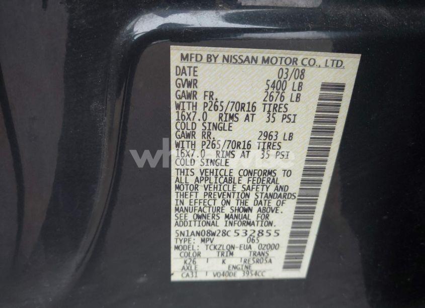 Photo 9 of 2008 Nissan Xterra X (VIN 5N1AN08W28C532855)