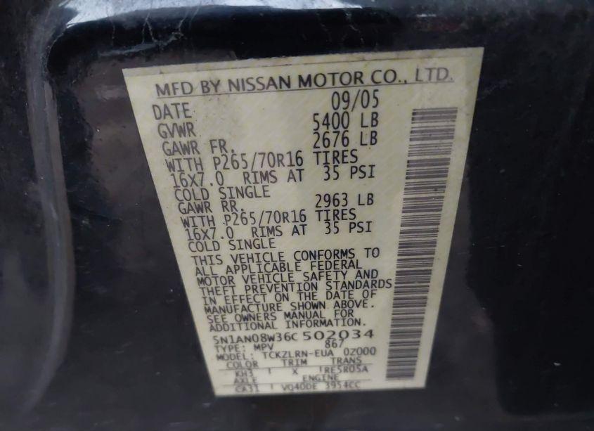 Photo 9 of 2006 Nissan Xterra S (VIN 5N1AN08W36C502034)