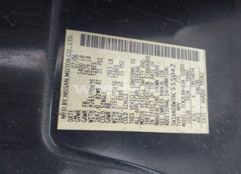 Photo 9 of 2006 Nissan Xterra S (VIN 5N1AN08W36C555042)