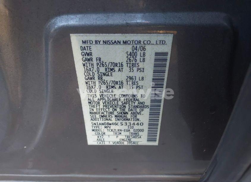 Photo 9 of 2006 Nissan Xterra S (VIN 5N1AN08W46C533440)