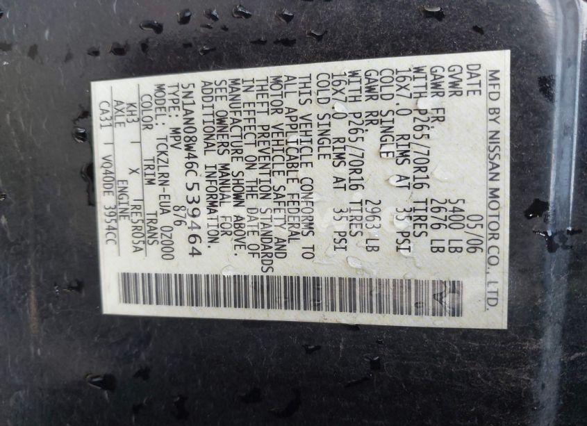 Photo 9 of 2006 Nissan Xterra S (VIN 5N1AN08W46C539464)