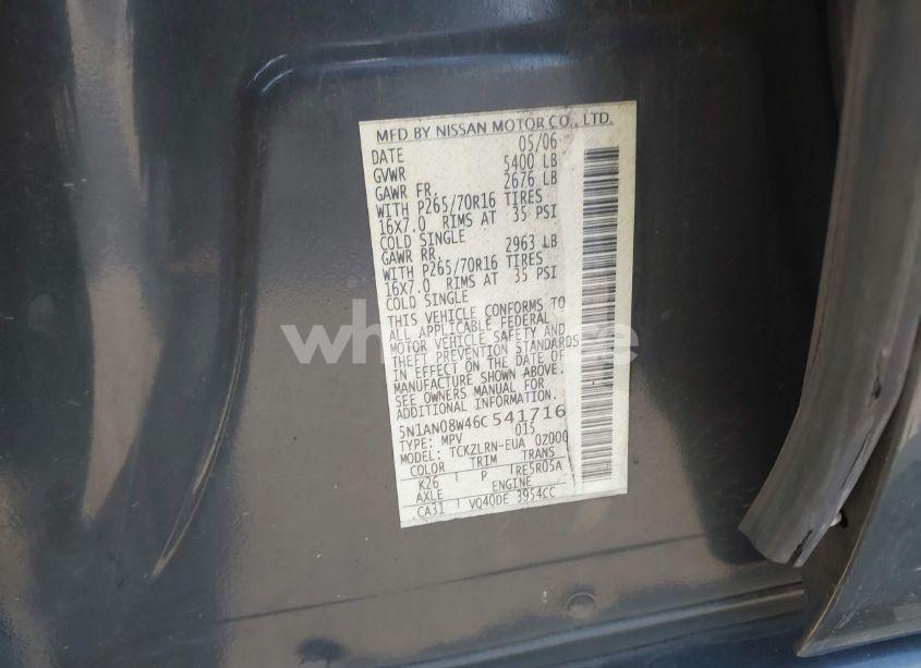 Photo 9 of 2006 Nissan Xterra S (VIN 5N1AN08W46C541716)