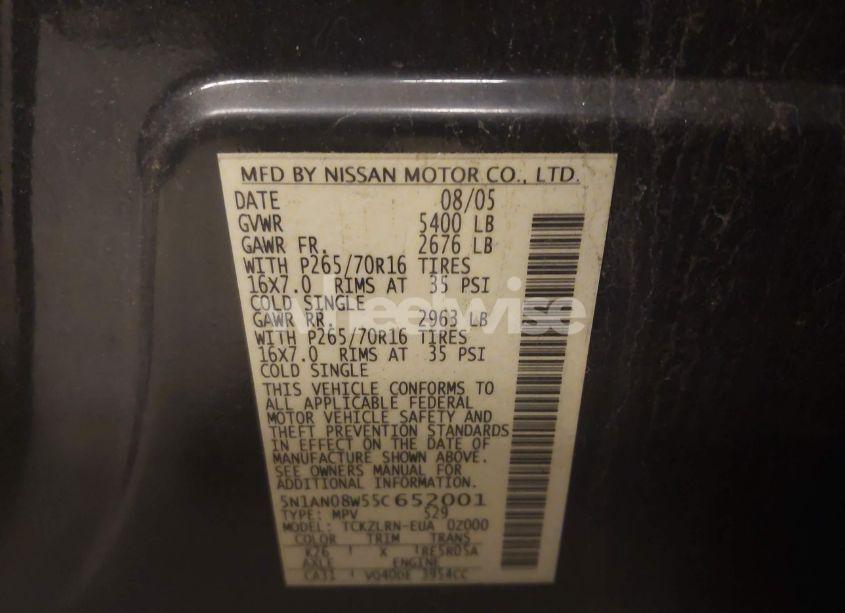 Photo 9 of 2005 Nissan Xterra S (VIN 5N1AN08W55C652001)