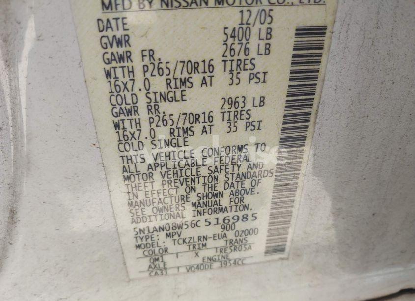 Photo 9 of 2006 Nissan Xterra S (VIN 5N1AN08W56C516985)