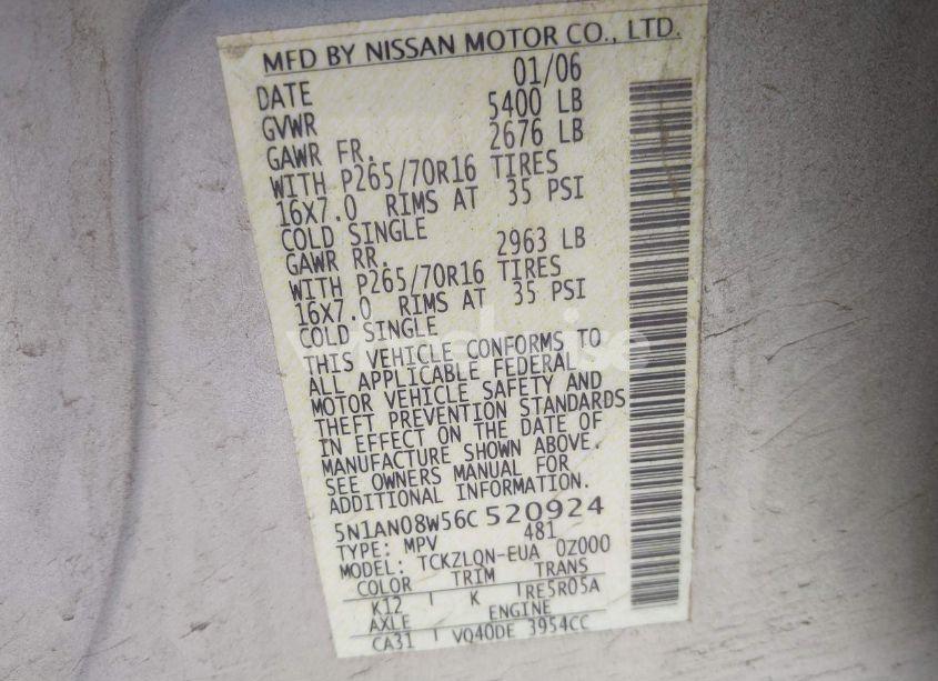 Photo 9 of 2006 Nissan Xterra X (VIN 5N1AN08W56C520924)