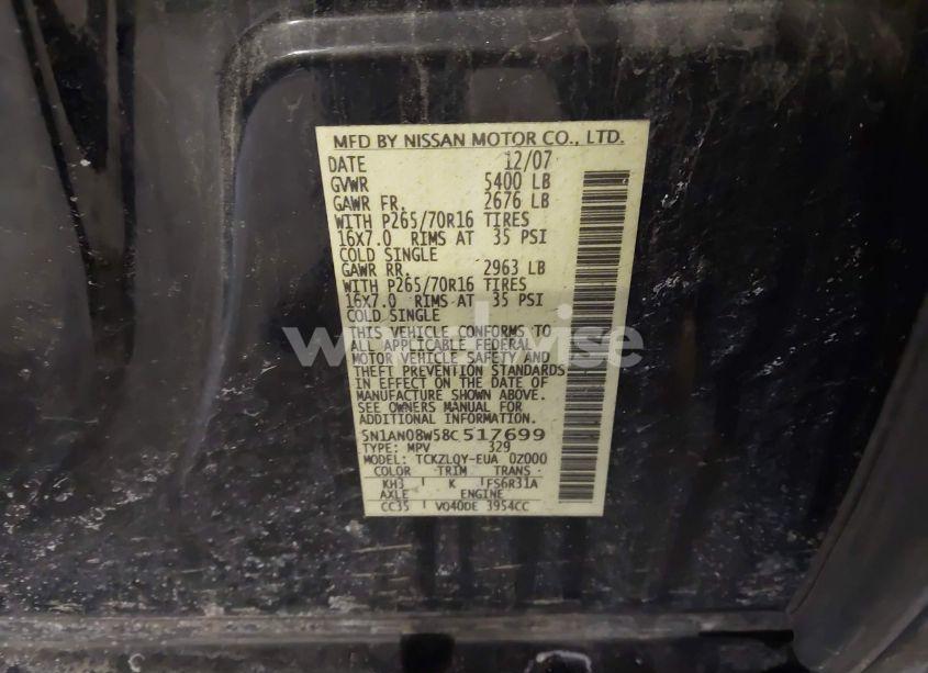 Photo 9 of 2008 Nissan Xterra X (VIN 5N1AN08W58C517699)