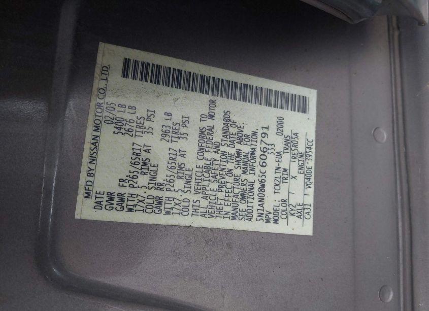 Photo 9 of 2005 Nissan Xterra SE (VIN 5N1AN08W65C606791)