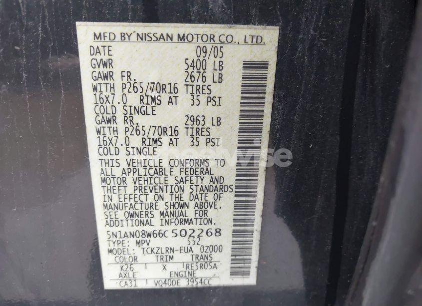 Photo 9 of 2006 Nissan Xterra S (VIN 5N1AN08W66C502268)