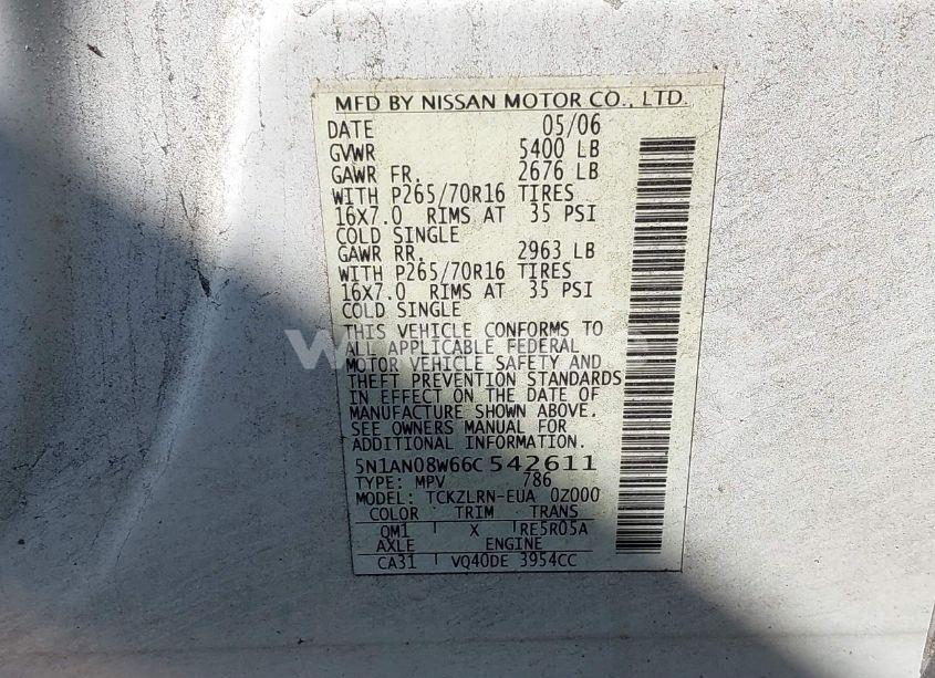 Photo 9 of 2006 Nissan Xterra S (VIN 5N1AN08W66C542611)