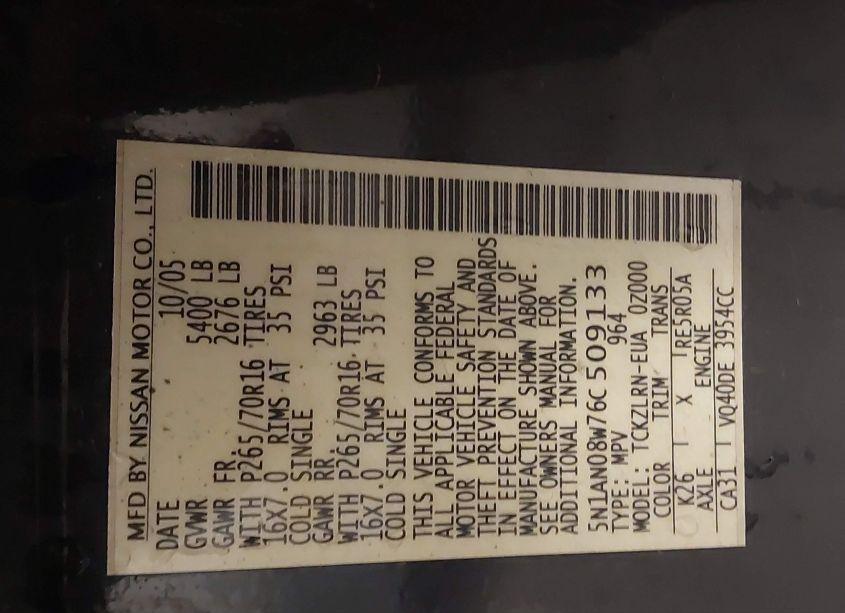 Photo 9 of 2006 Nissan Xterra S (VIN 5N1AN08W76C509133)