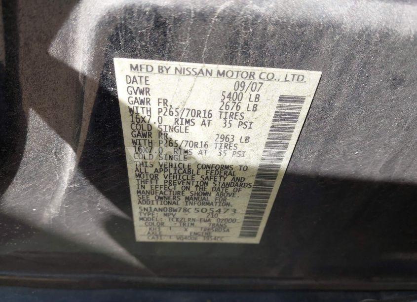 Photo 9 of 2008 Nissan Xterra S (VIN 5N1AN08W78C505473)