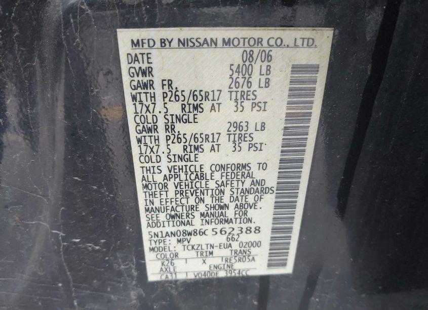 Photo 9 of 2006 Nissan Xterra SE (VIN 5N1AN08W86C562388)