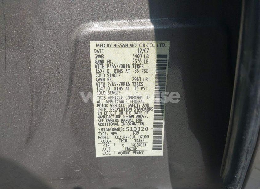 Photo 9 of 2008 Nissan Xterra S (VIN 5N1AN08W88C519320)