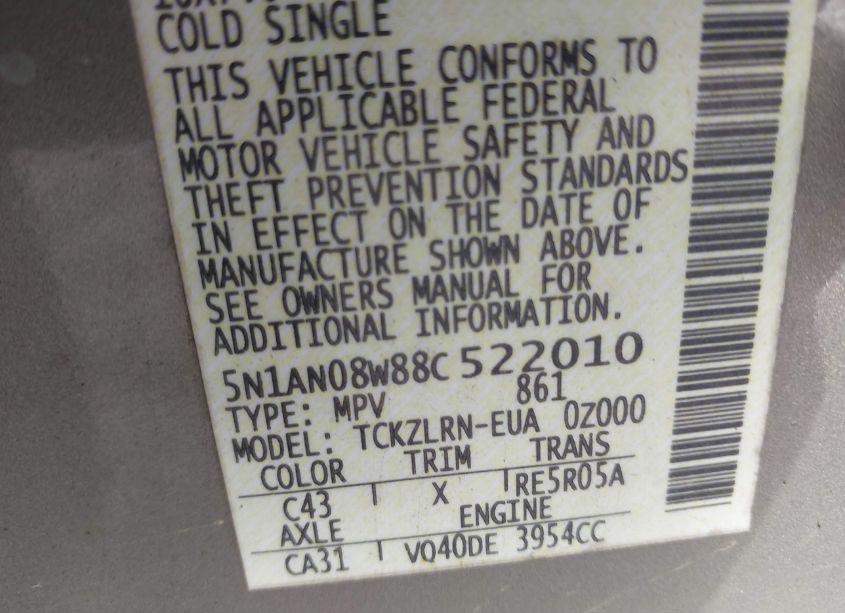 Photo 9 of 2008 Nissan Xterra S (VIN 5N1AN08W88C522010)