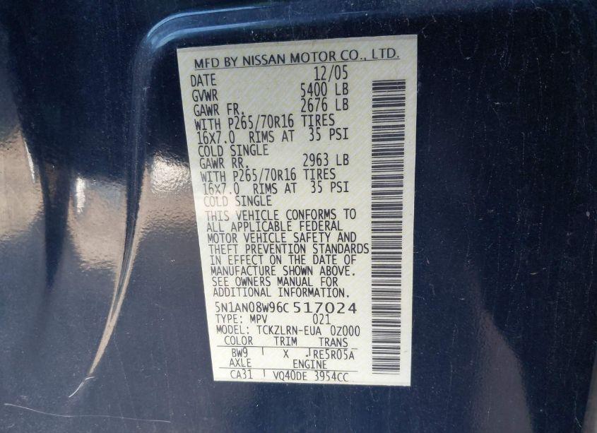 Photo 9 of 2006 Nissan Xterra S (VIN 5N1AN08W96C517024)