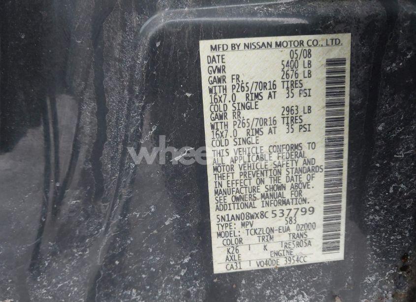 Photo 9 of 2008 Nissan Xterra X (VIN 5N1AN08WX8C537799)