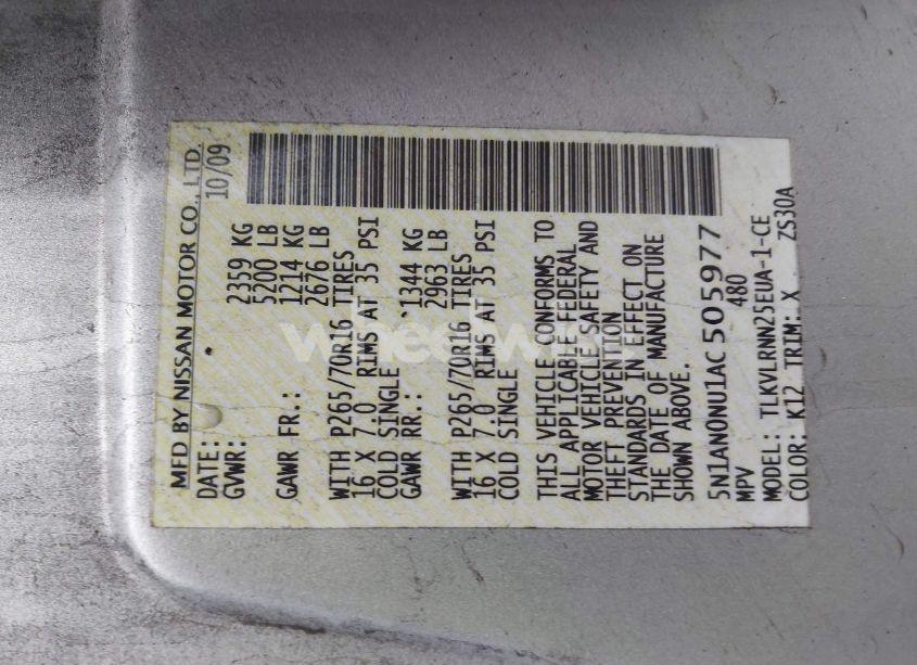 Photo 9 of 2010 Nissan Xterra S (VIN 5N1AN0NU1AC505977)