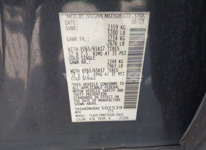 Photo 9 of 2010 Nissan Xterra SE (VIN 5N1AN0NU6AC502539)