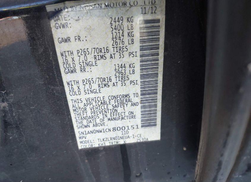 Photo 9 of 2012 Nissan Xterra S (VIN 5N1AN0NW1CN800151)