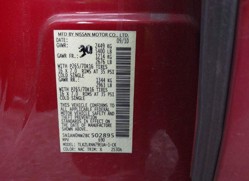 Photo 9 of 2011 Nissan Xterra S (VIN 5N1AN0NW2BC502895)