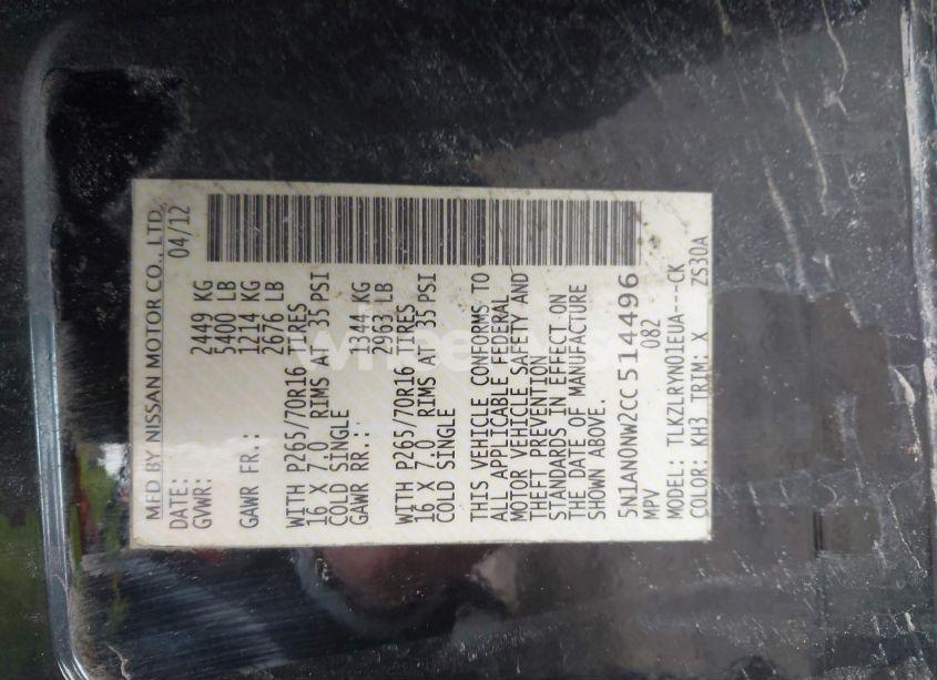 Photo 9 of 2012 Nissan Xterra S (VIN 5N1AN0NW2CC514496)