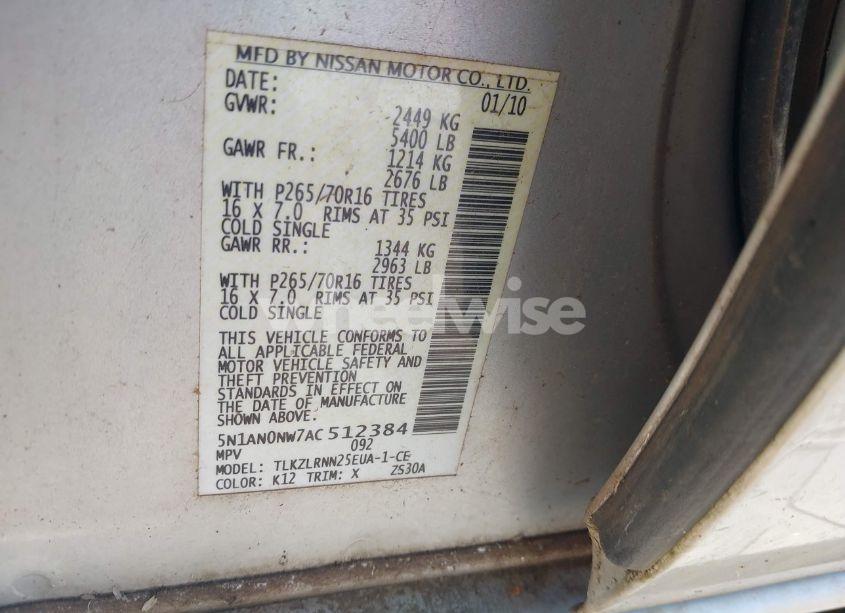 Photo 9 of 2010 Nissan Xterra S (VIN 5N1AN0NW7AC512384)