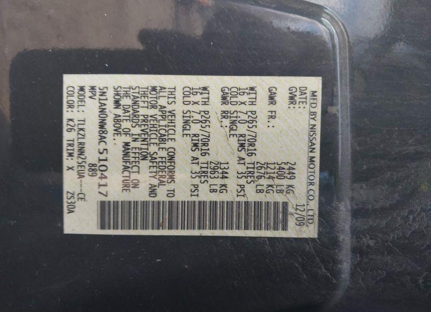 Photo 9 of 2010 Nissan Xterra S (VIN 5N1AN0NW8AC510417)