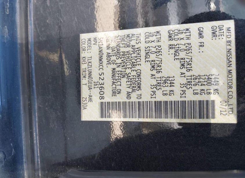 Photo 9 of 2012 Nissan Xterra PRO-4X (VIN 5N1AN0NWXCC523608)